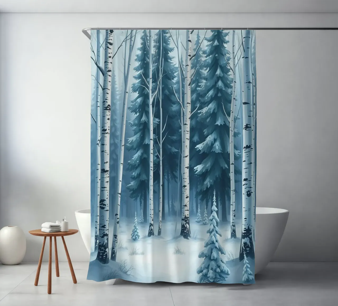 Un sereno paese delle meraviglie invernale: Una foresta innevata di querce e di querce tenda da doccia da Artistic-shop