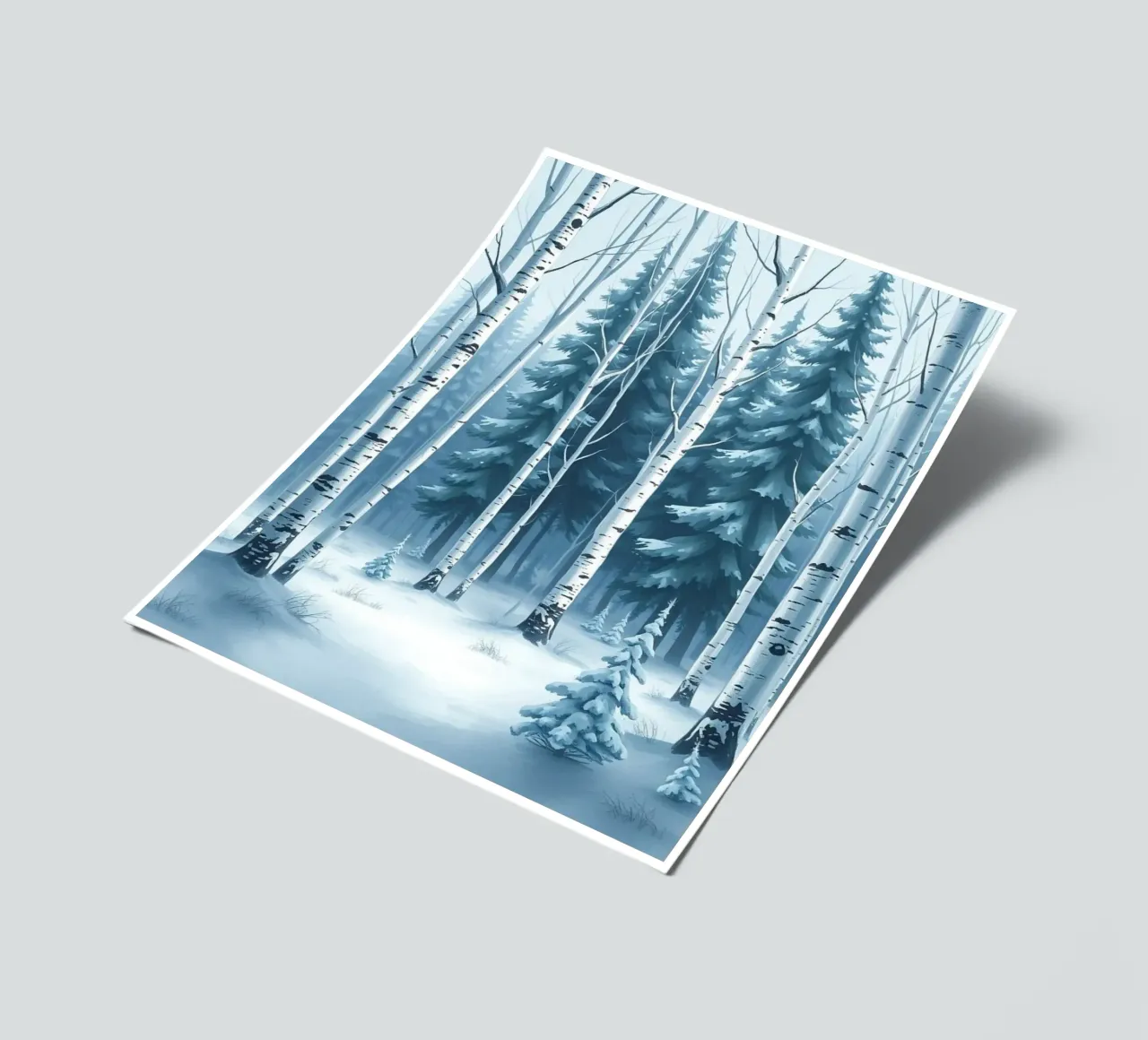 Un sereno paese delle meraviglie invernale: Una foresta innevata di querce e di querce foglio adesivo da Artistic-shop