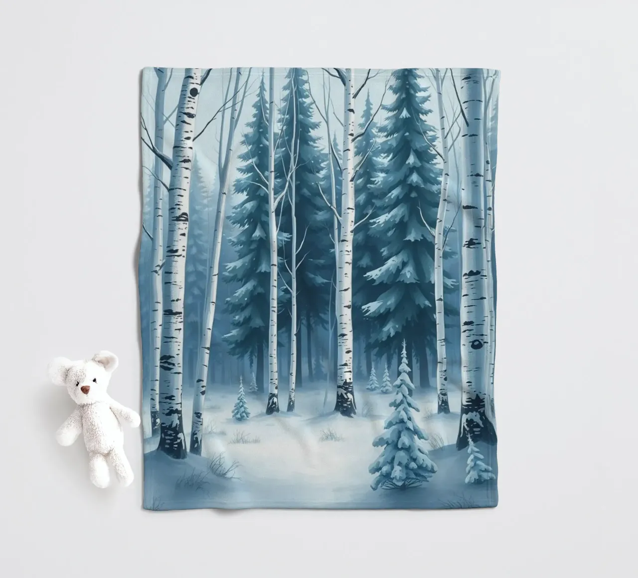 Un sereno paese delle meraviglie invernale: Una foresta innevata di querce e di querce coperta in pile da Artistic-shop