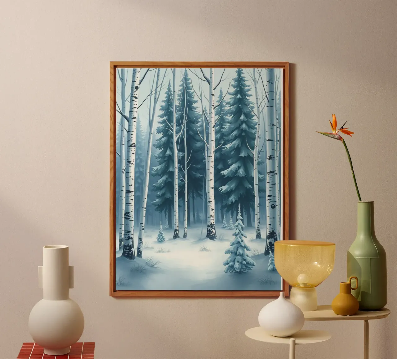 Un sereno paese delle meraviglie invernale: Una foresta innevata di querce e di querce alluminio dibond da Artistic-shop
