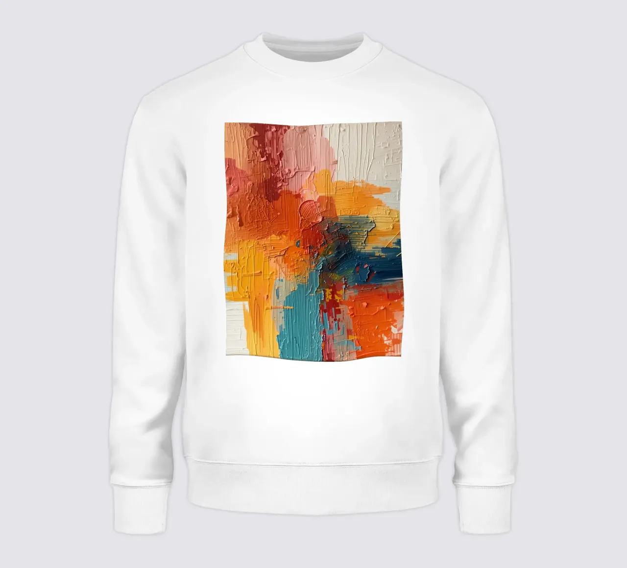 Pittura astratta con texture arancione, giallo, rosa e blu. felpa da DesignDoodle