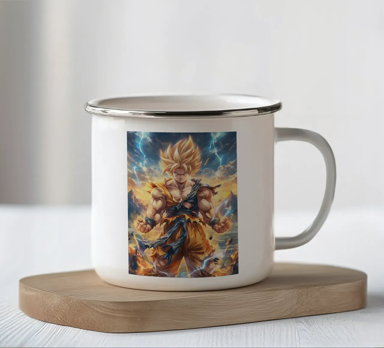 Super Saiyan Son Goku Dragon Ball DBZ tazza in smalto da Fleur de Lys