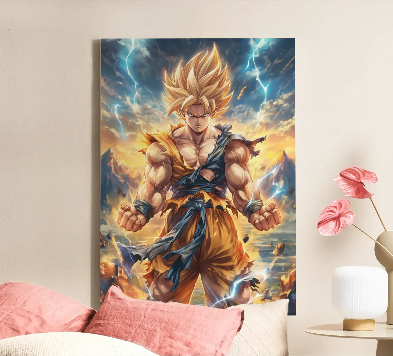 Super Saiyan Son Goku Dragon Ball DBZ tela con Cornice a cassetta da Fleur de Lys