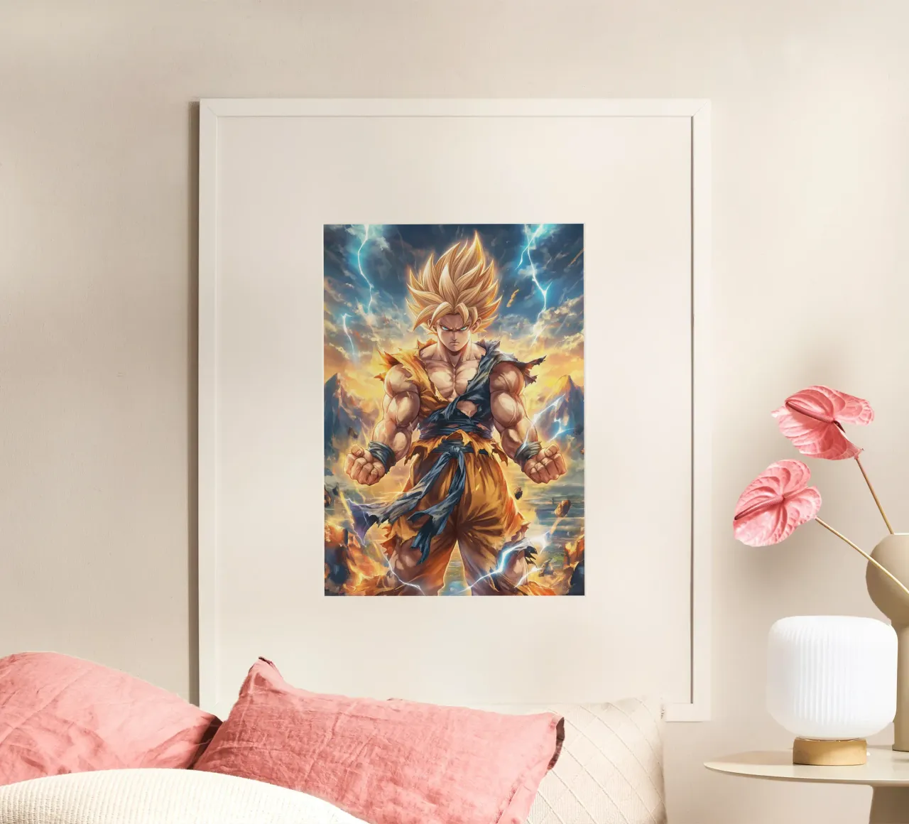 Super Saiyan Son Goku Dragon Ball DBZ poster con telaio in alluminio da Fleur de Lys