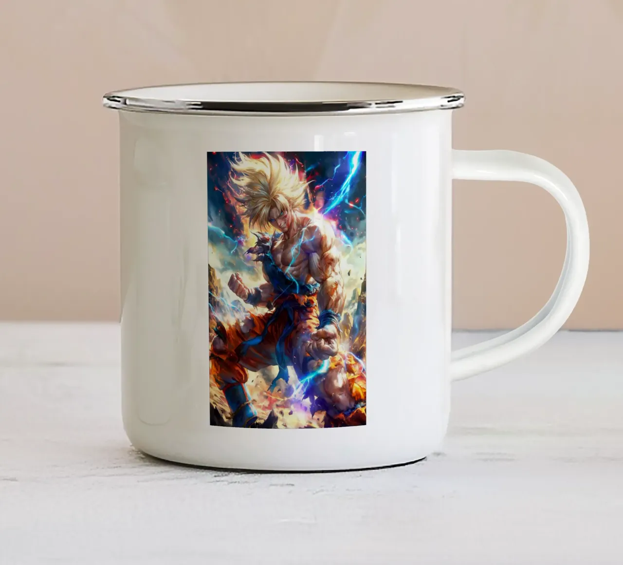 Super Saiyan Son Goku Dragon Ball DBZ tazza in smalto da Fleur de Lys