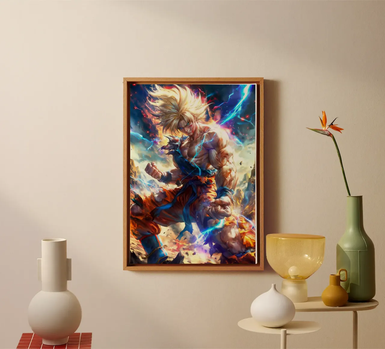 Super Saiyan Son Goku Dragon Ball DBZ canvas met Baklijst van Fleur de Lys