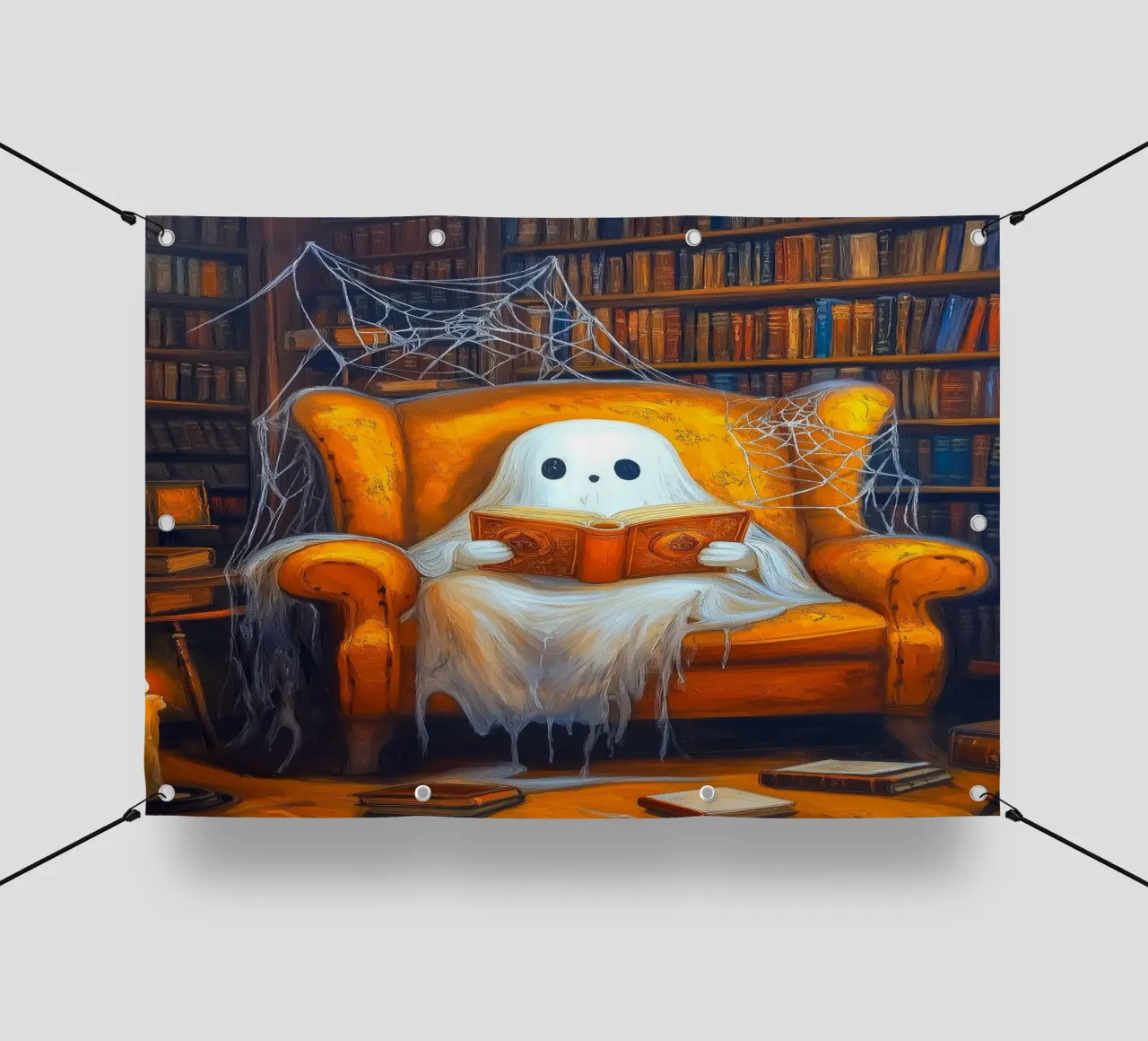 Libro di Halloween in poltrona per la lettura dei fantasmi telo in pvc da Fleur de Lys