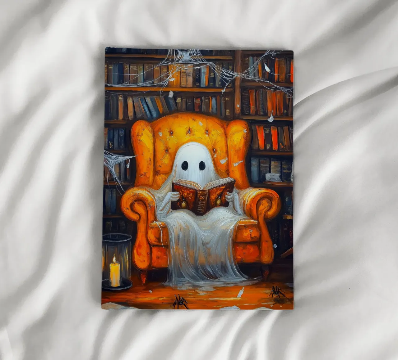 Spooky Ghost Reading Book in Armchair notebook by Fleur de Lys