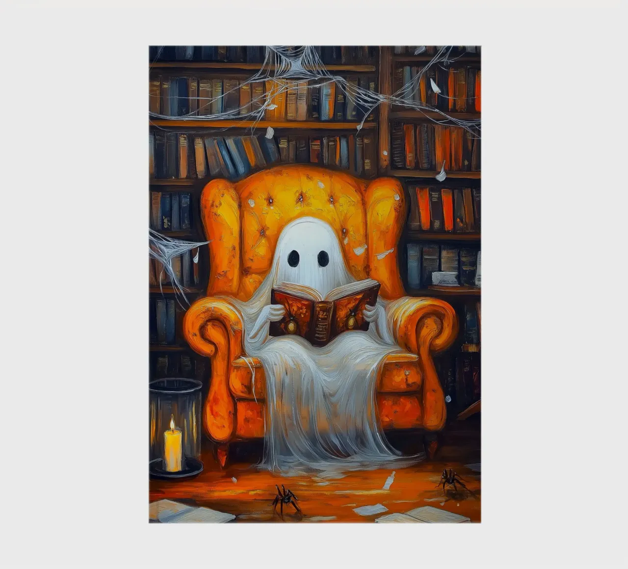 Spooky Ghost Reading Book in Armchair notebook by Fleur de Lys