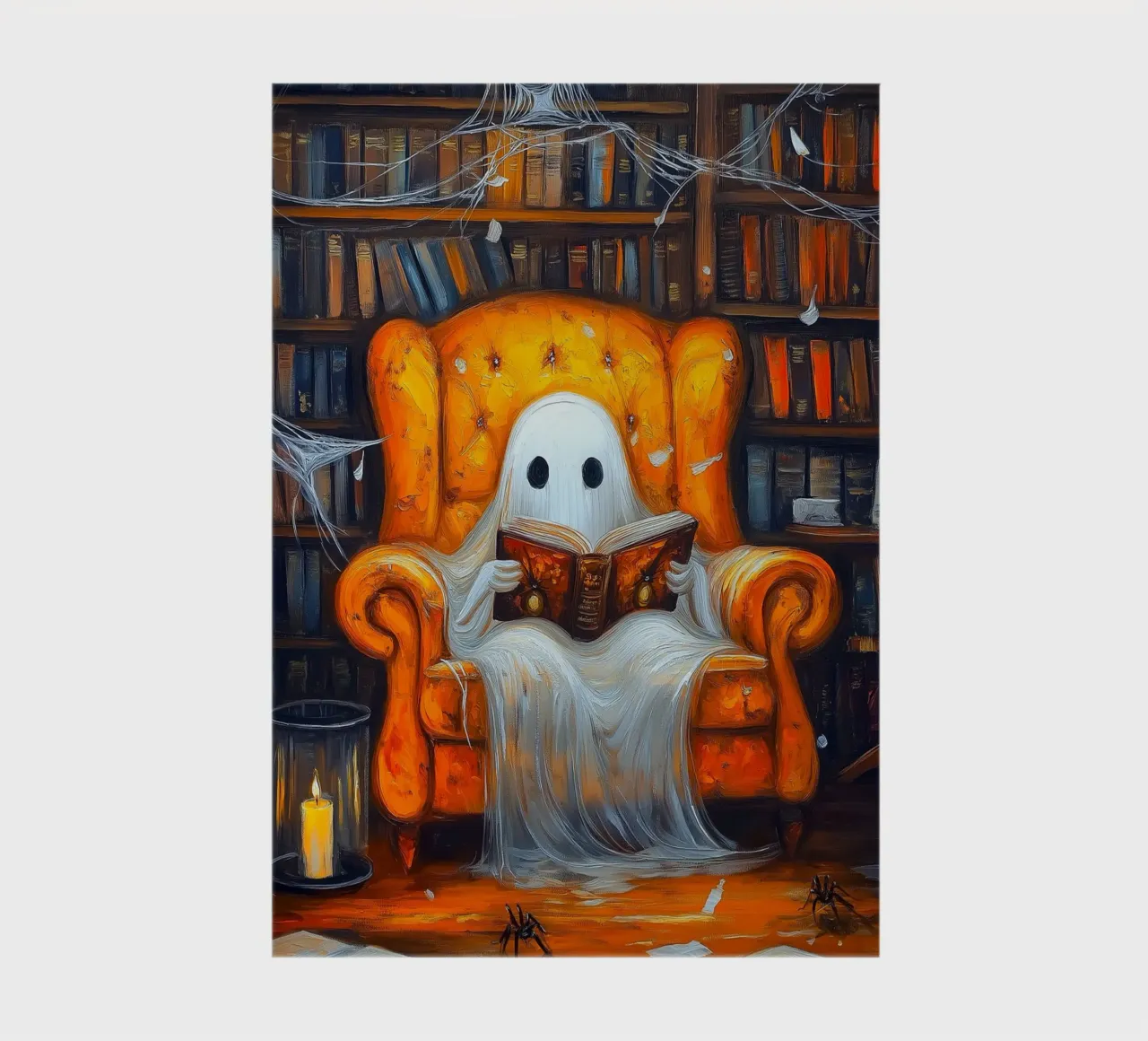 Spooky Ghost Reading Book in Armchair notebook by Fleur de Lys