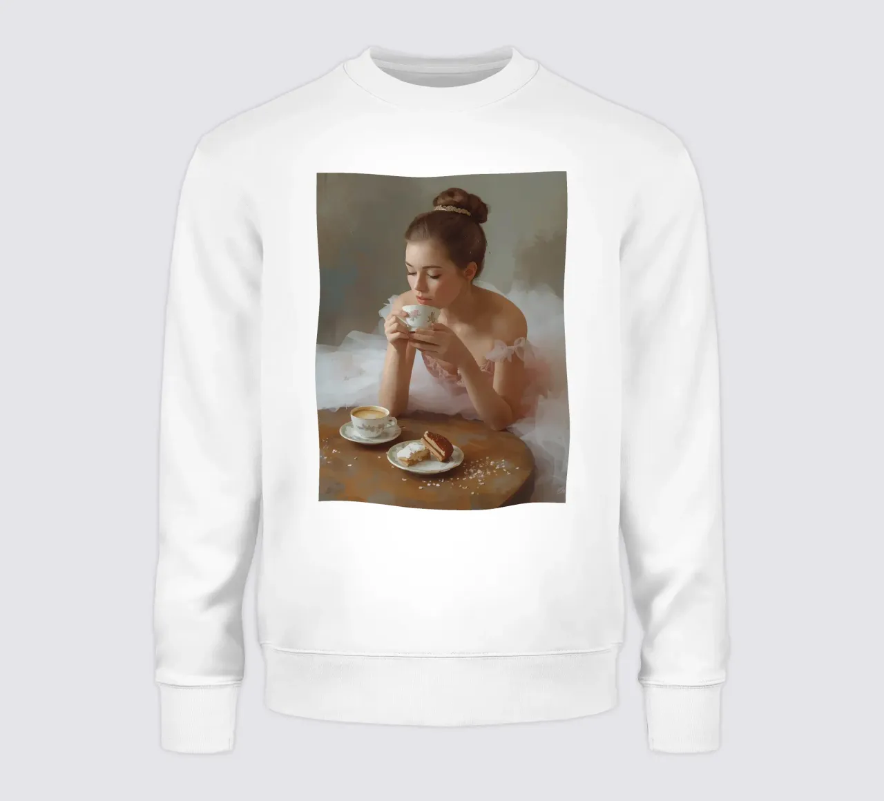 Ballerina con caffè e pasticcini al tavolo felpa da DesignDoodle