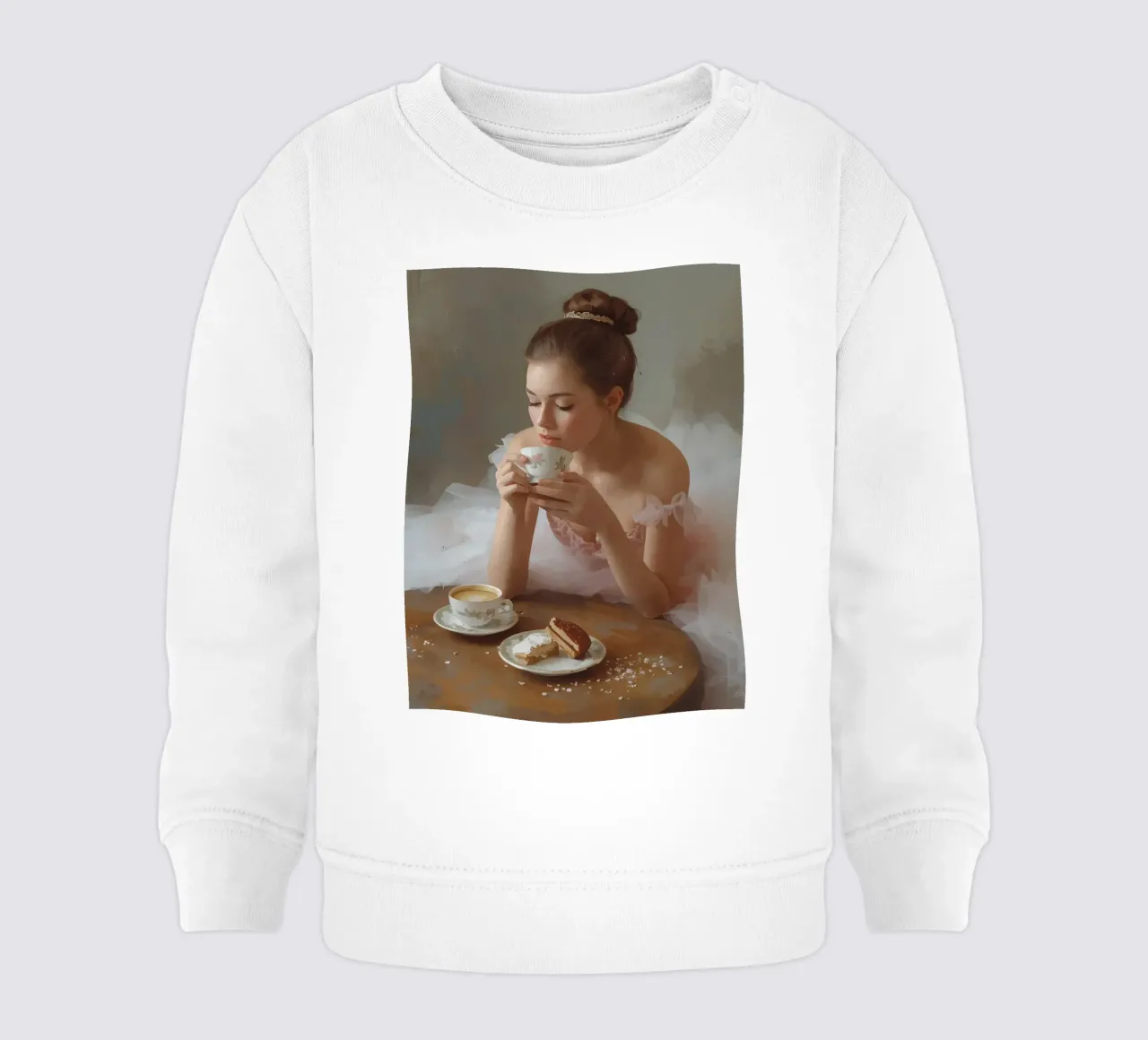 Ballerina con caffè e pasticcini al tavolo felpa neonato da DesignDoodle
