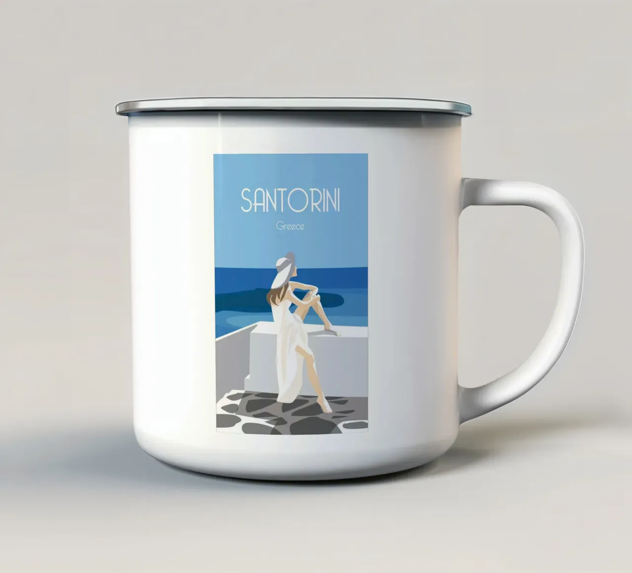 Santorini Greece tazza in smalto da Wendy Wharton