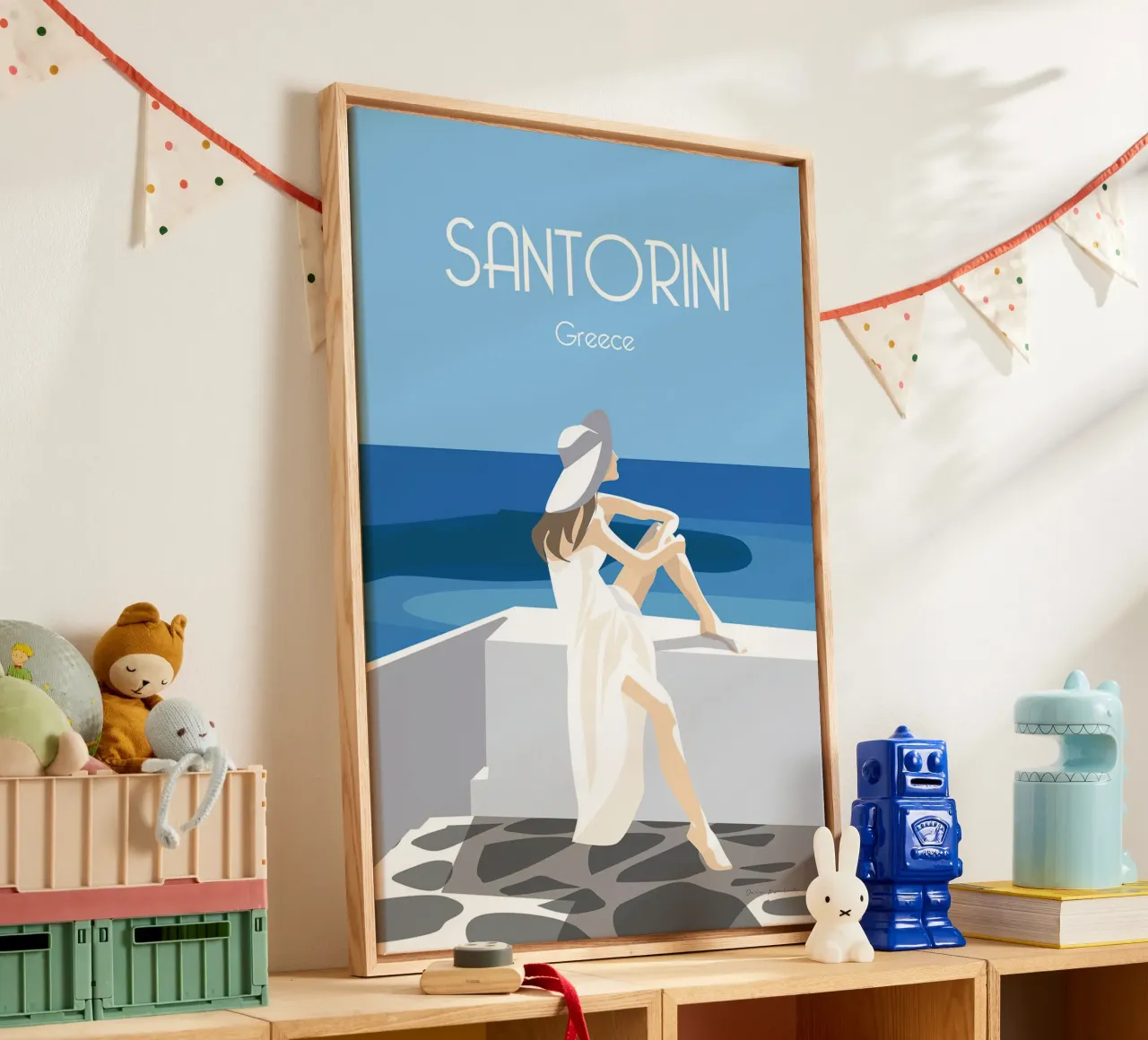 Santorini Greece tela con Cornice a cassetta da Wendy Wharton