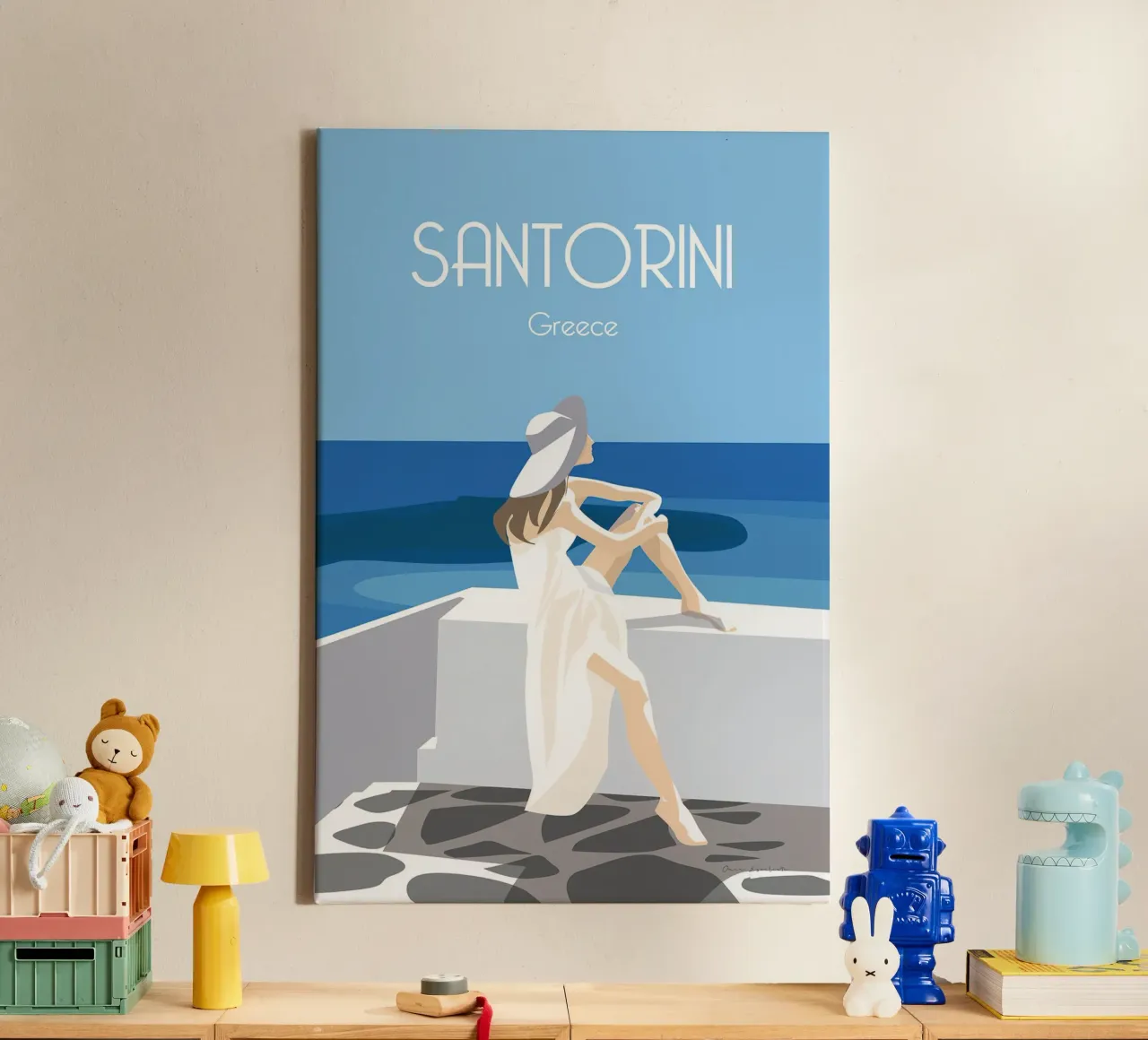 Santorini Greece tela con Cornice a cassetta da Wendy Wharton