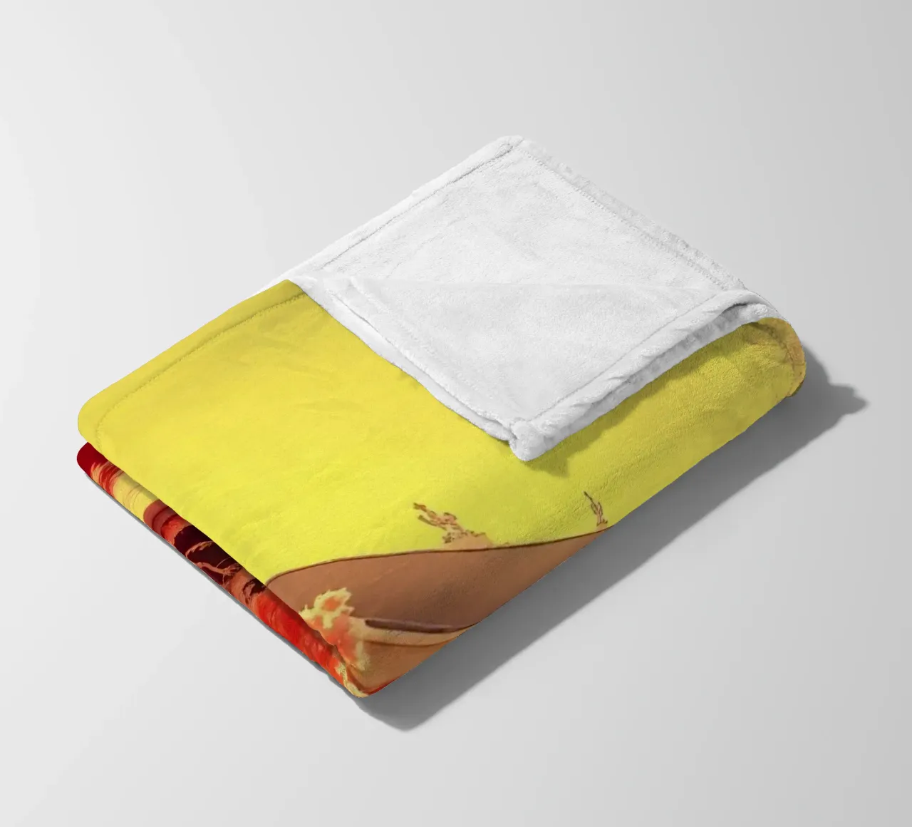 Building Facade with Trees in Red and Yellow Light fleece blanket by DesignDoodle