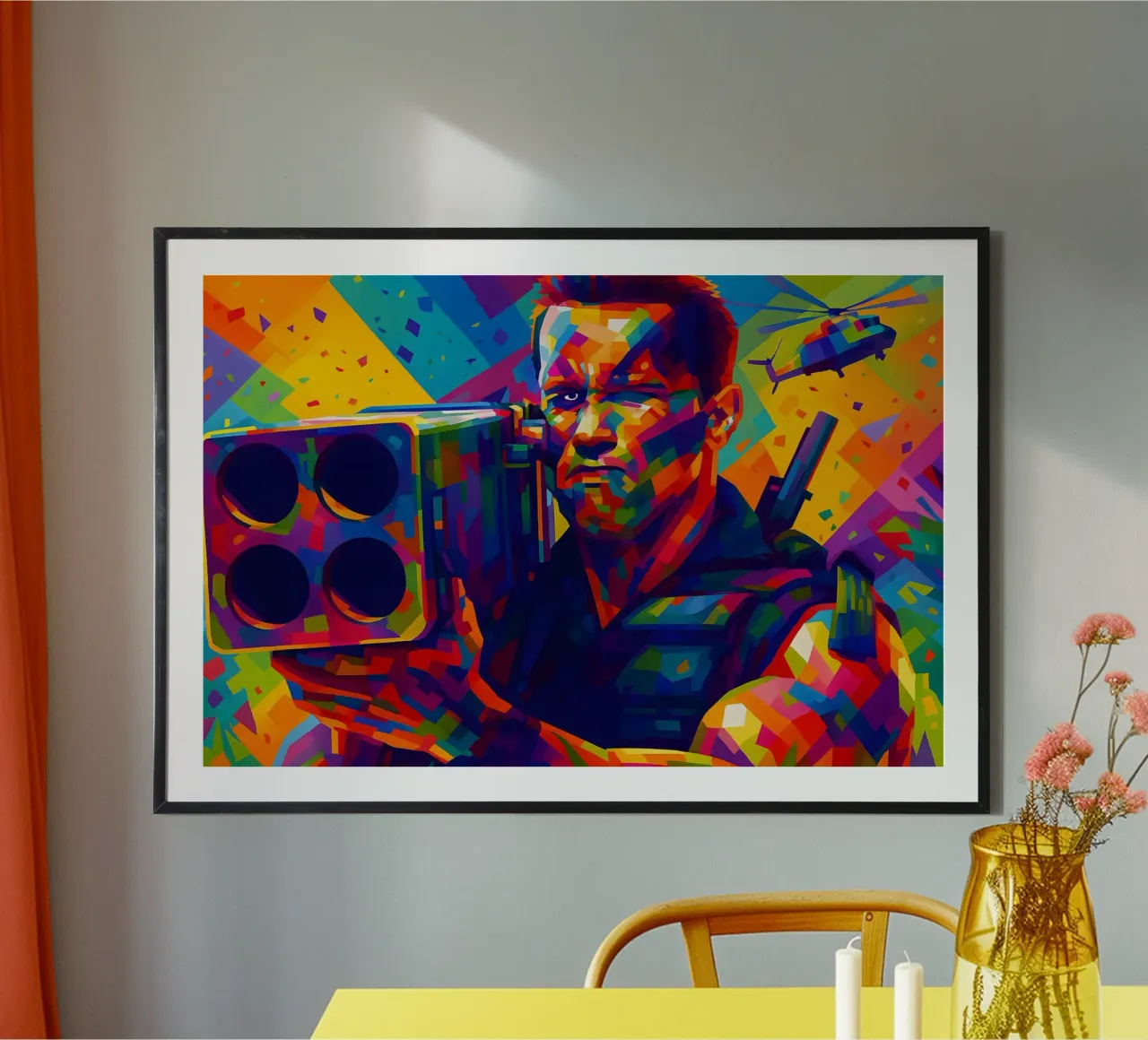 Arnold Schwarzenegger Commando art poster con telaio in alluminio da BONANZA
