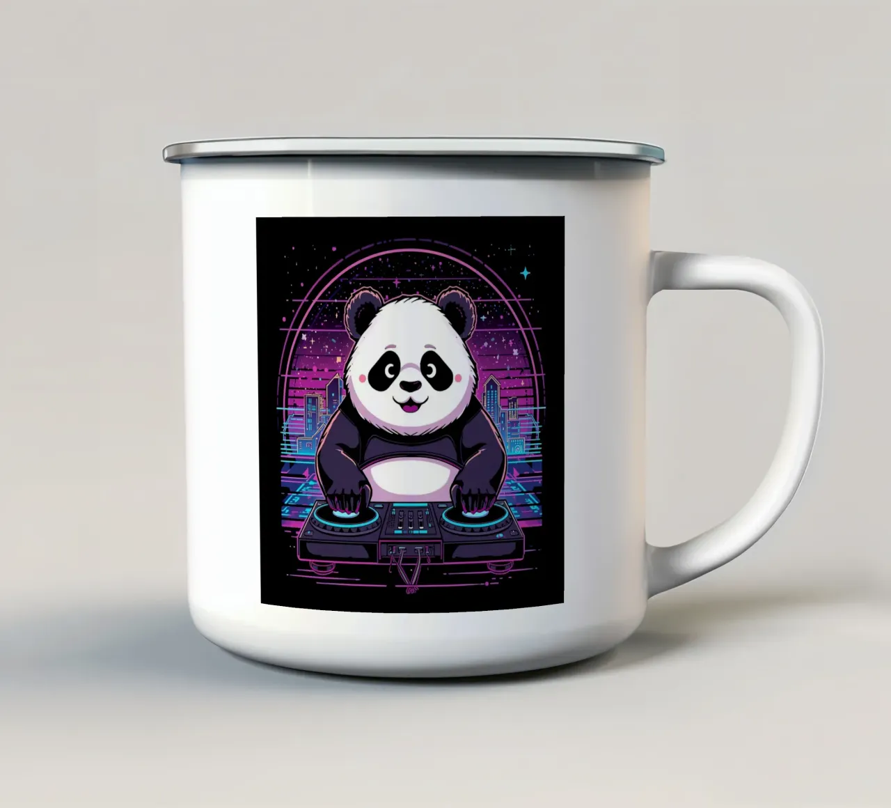 DJ Panda tazza in smalto da DesignDoodle