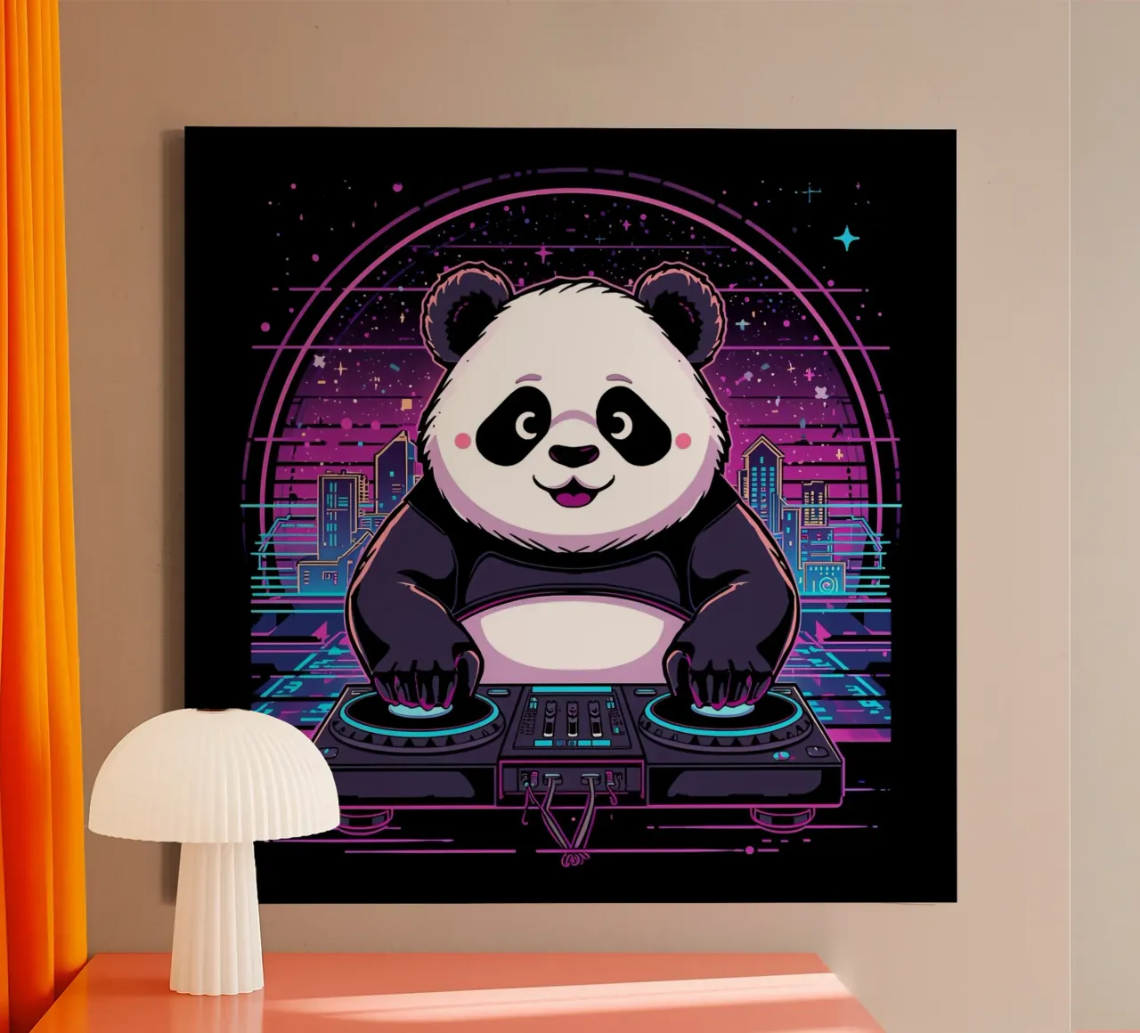 DJ Panda tela con Cornice a cassetta da DesignDoodle