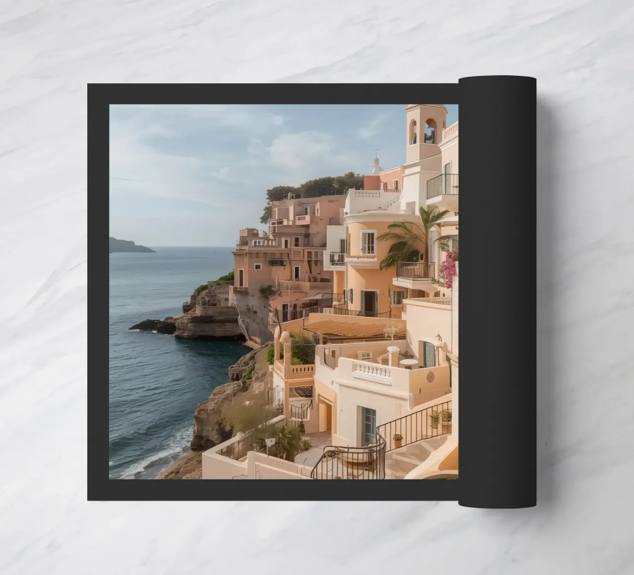 Edifici sulla scogliera con architettura affacciata sull'oceano zerbino da DesignDoodle