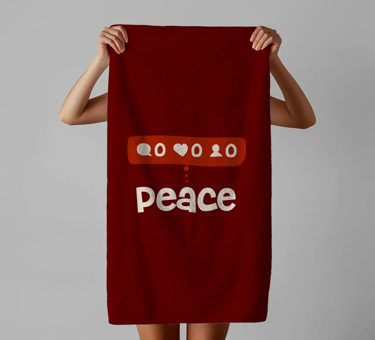 Peace beyond numbers Red towel by TijanaArtStudio88