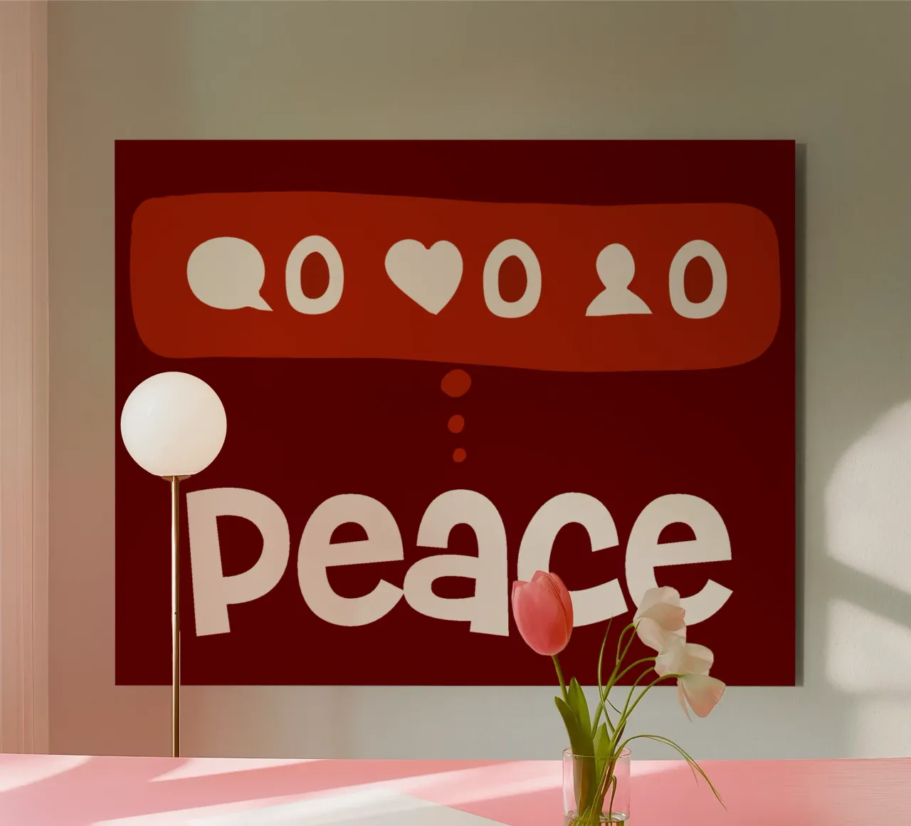Peace beyond numbers Red alluminio dibond da TijanaArtStudio88
