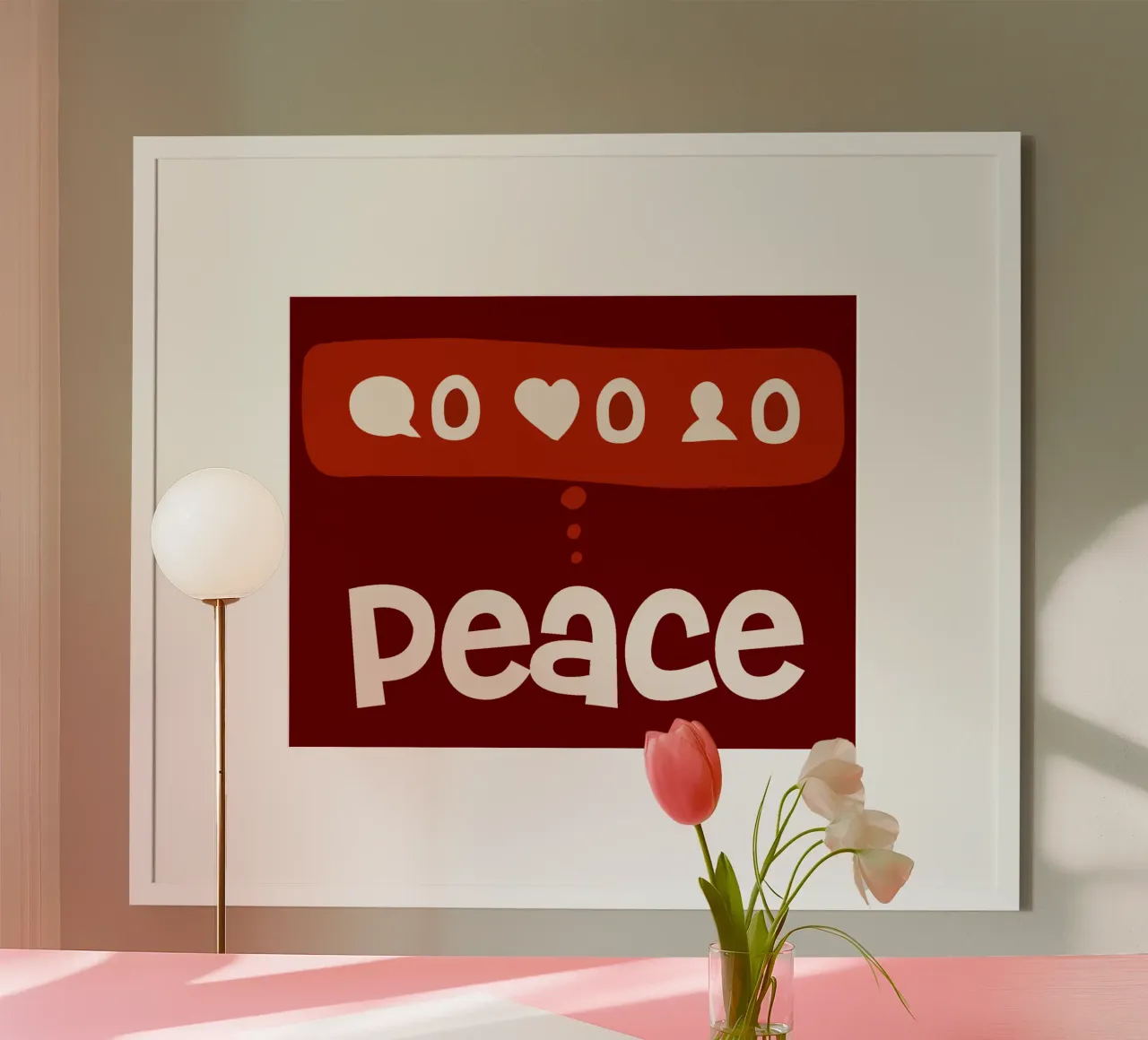 Peace beyond numbers Red poster con telaio in alluminio da TijanaArtStudio88