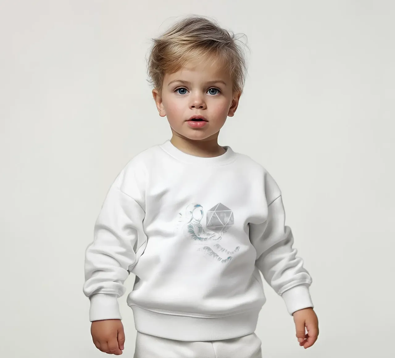 Lunar Roll: Astronaut with Moon Dice felpa neonato da BadrBrand