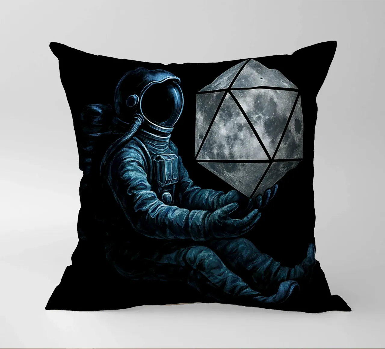 Lunar Roll: Astronaut with Moon Dice cuscino da BadrBrand