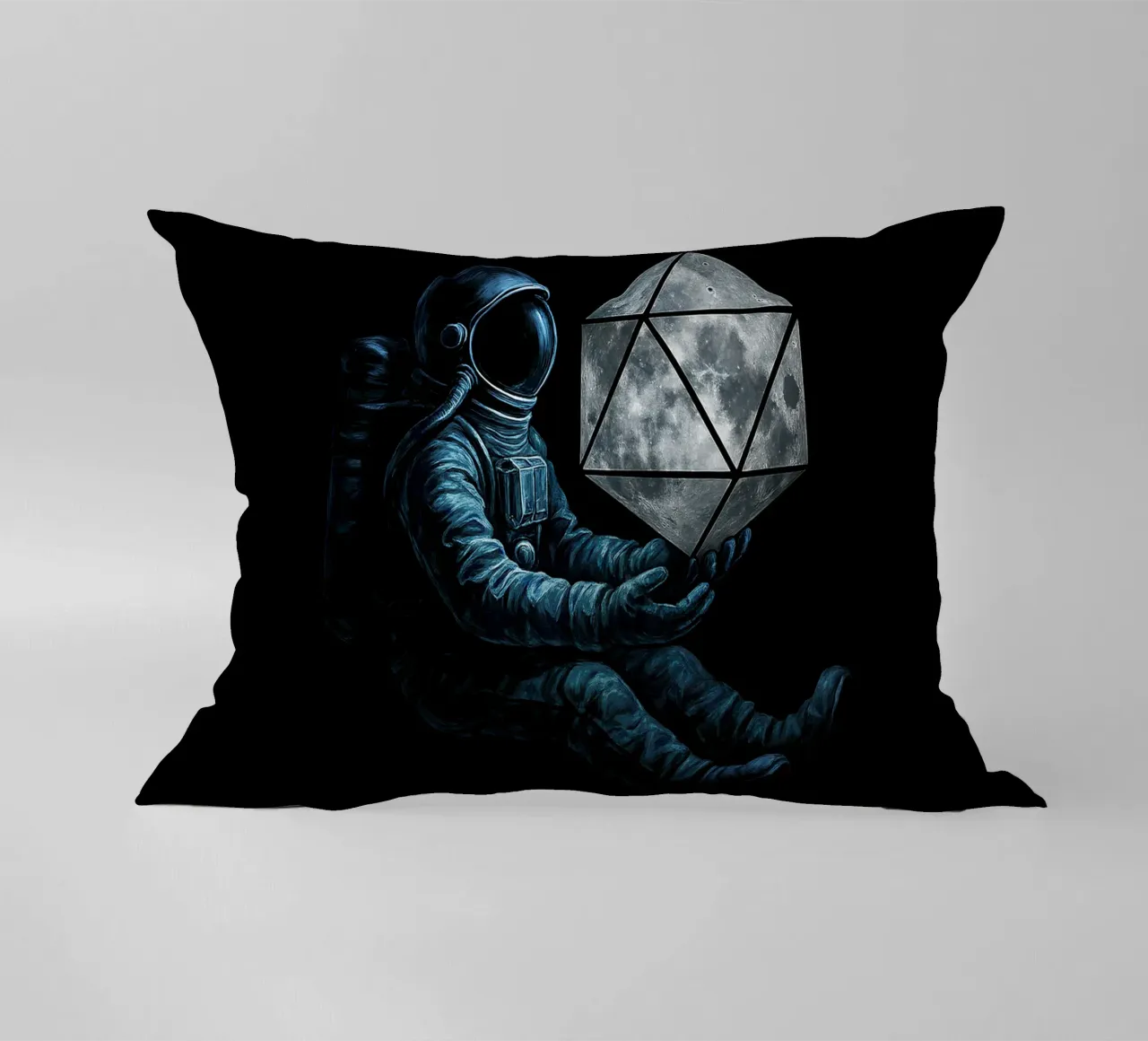 Lunar Roll: Astronaut with Moon Dice cuscino da BadrBrand