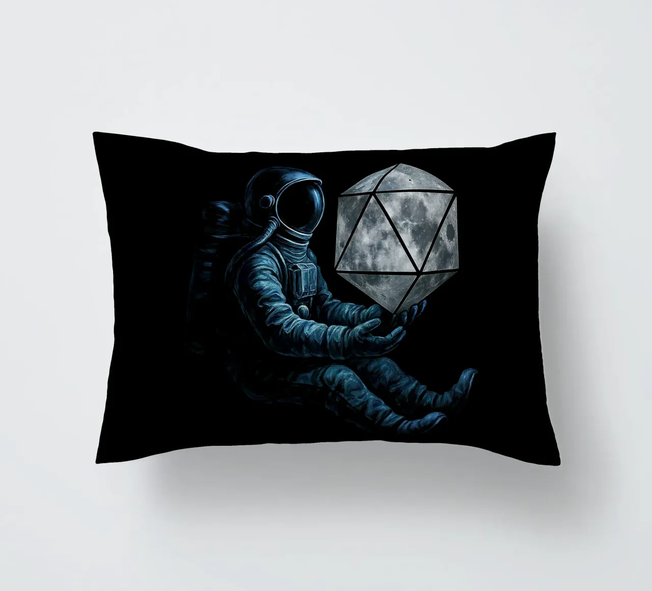Lunar Roll: Astronaut with Moon Dice cuscino da BadrBrand