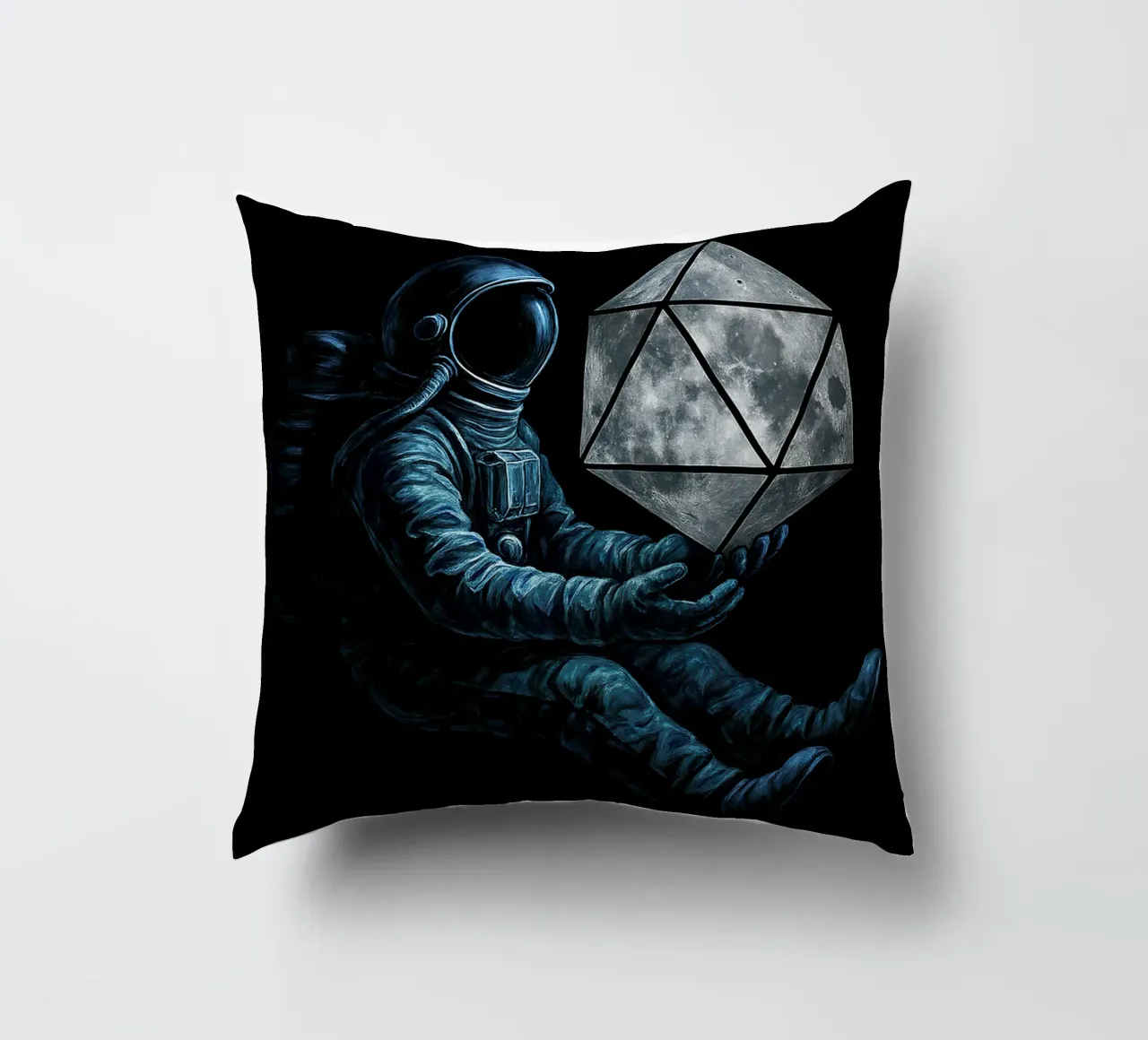 Lunar Roll: Astronaut with Moon Dice cuscino da BadrBrand