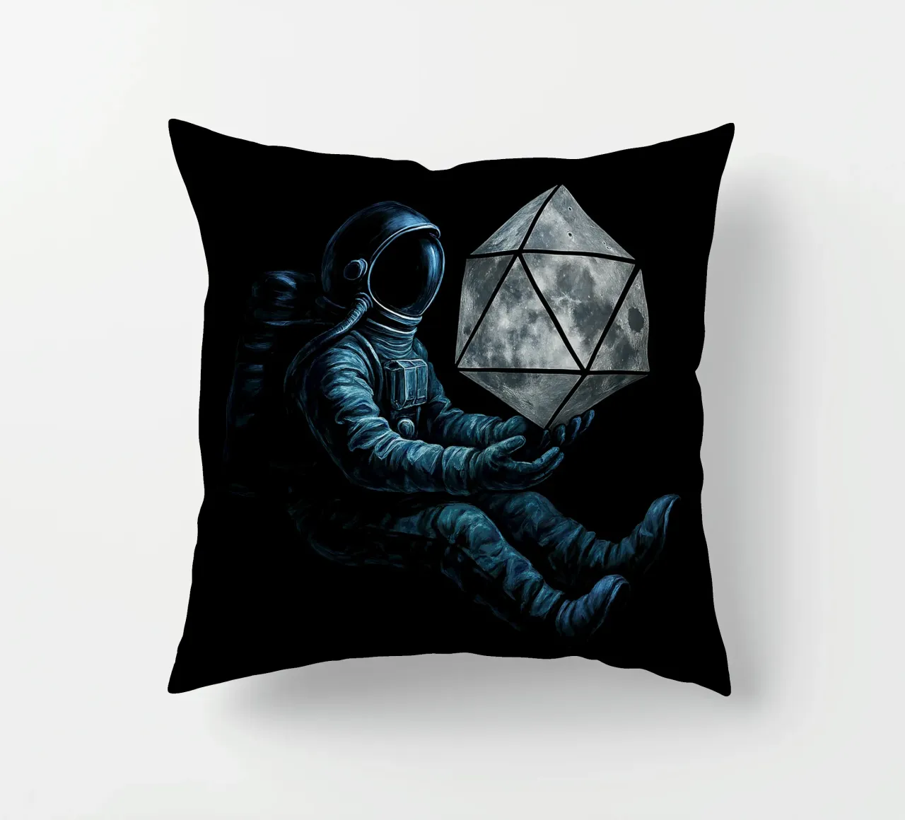 Lunar Roll: Astronaut with Moon Dice cuscino da BadrBrand