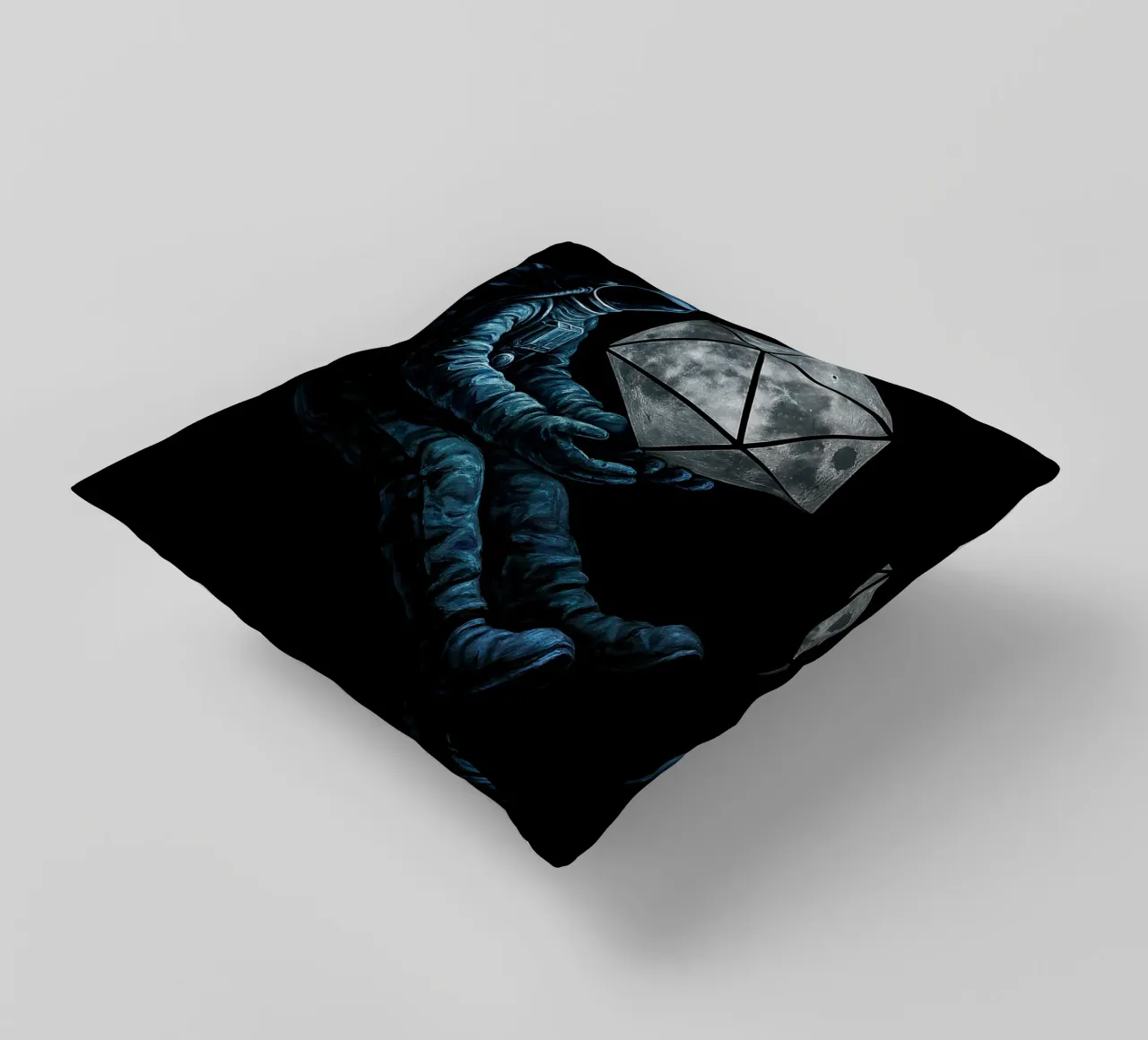 Lunar Roll: Astronaut with Moon Dice cuscino da BadrBrand
