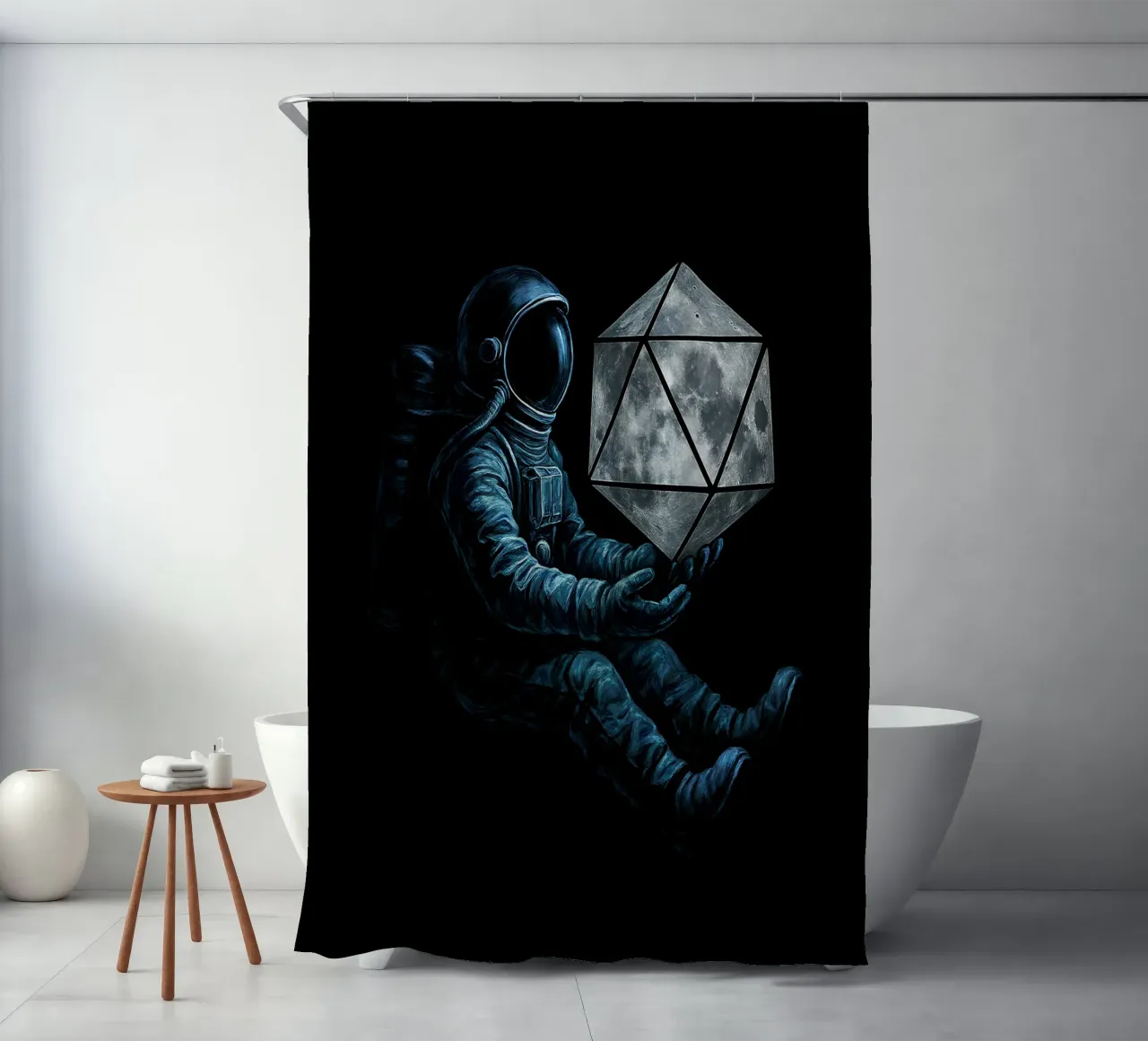 Lunar Roll: Astronaut with Moon Dice tenda da doccia da BadrBrand