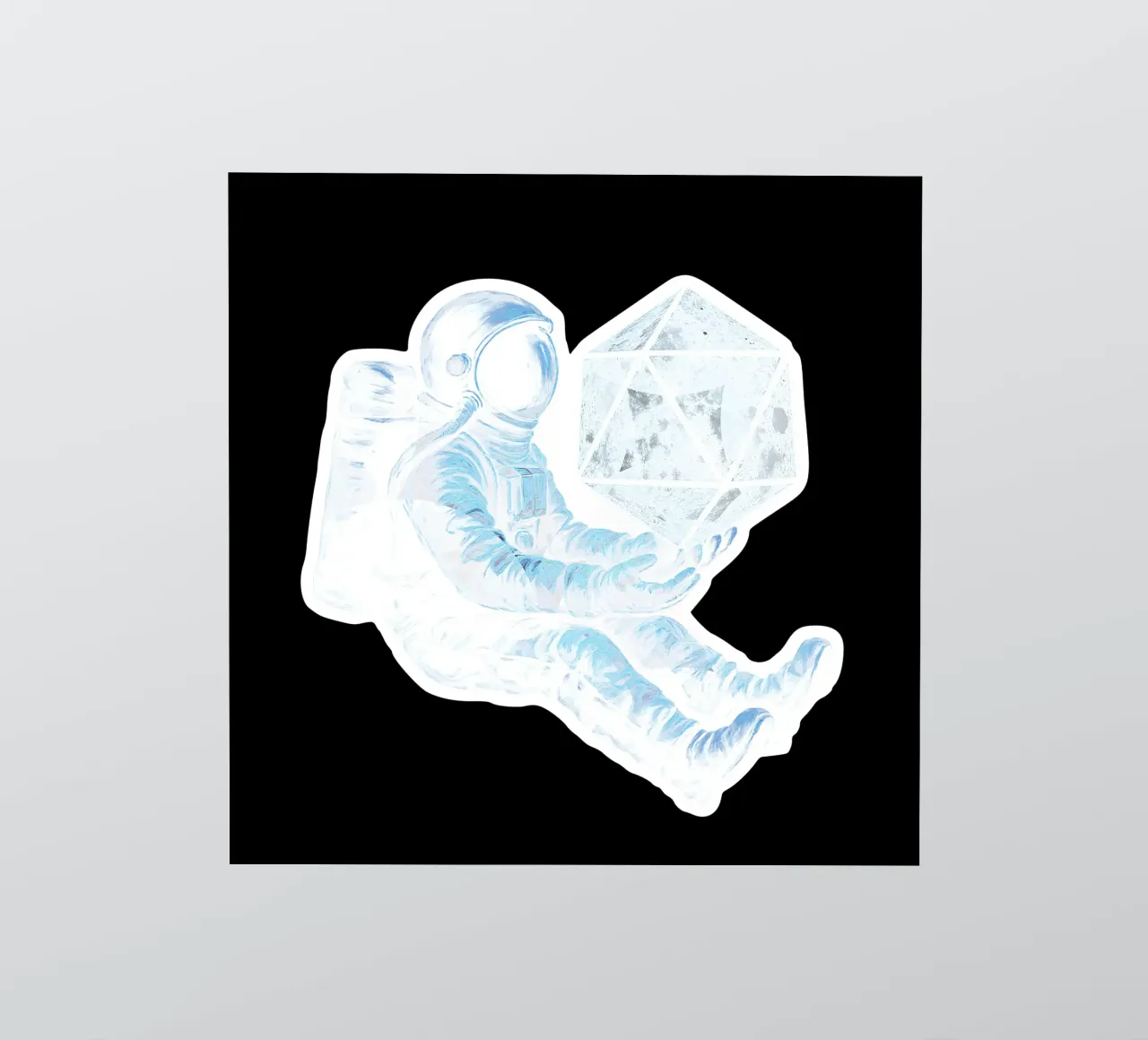 Lunar Roll: Astronaut with Moon Dice sticker by BadrBrand