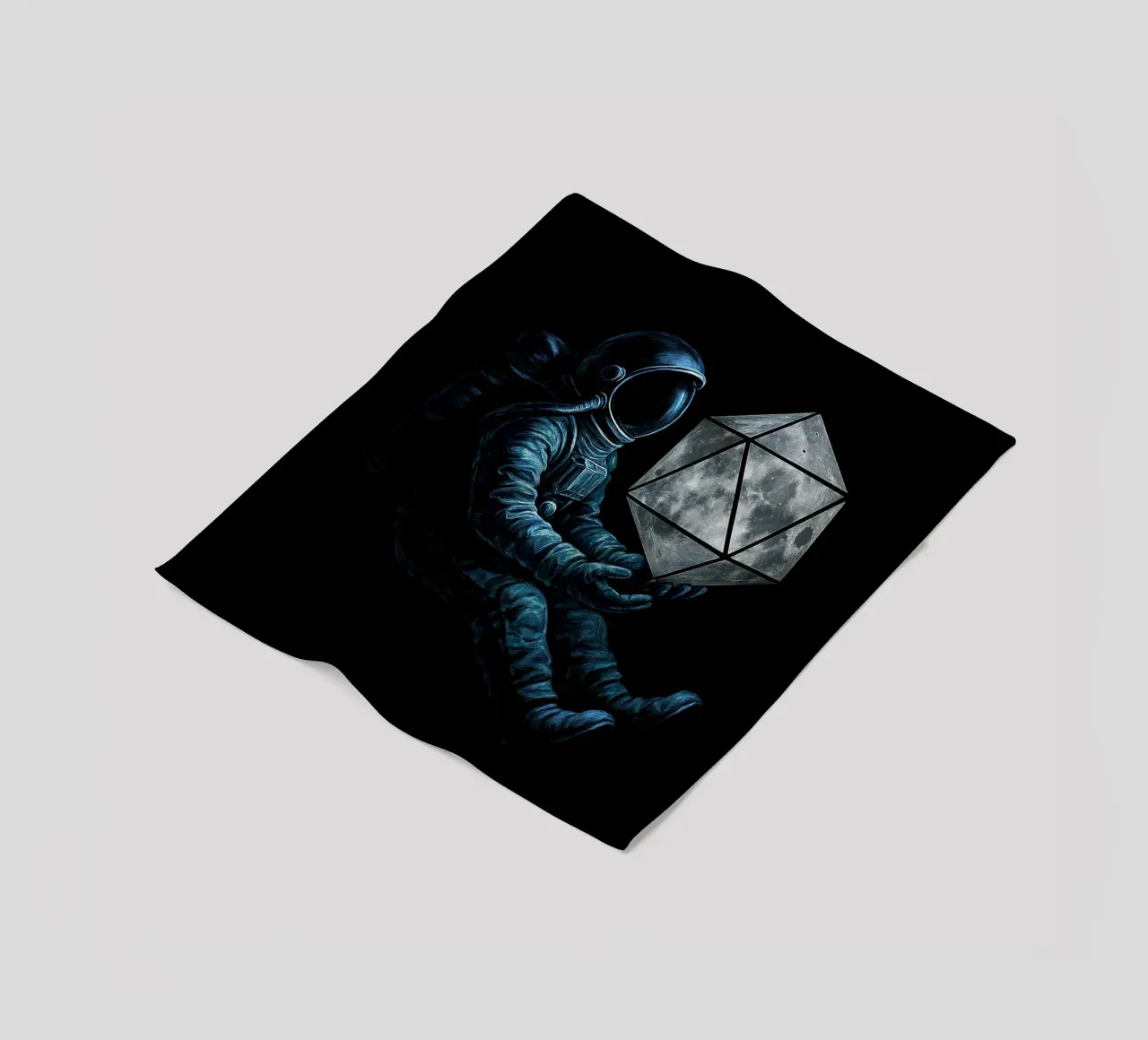 Lunar Roll: Astronaut with Moon Dice fleece blanket by BadrBrand