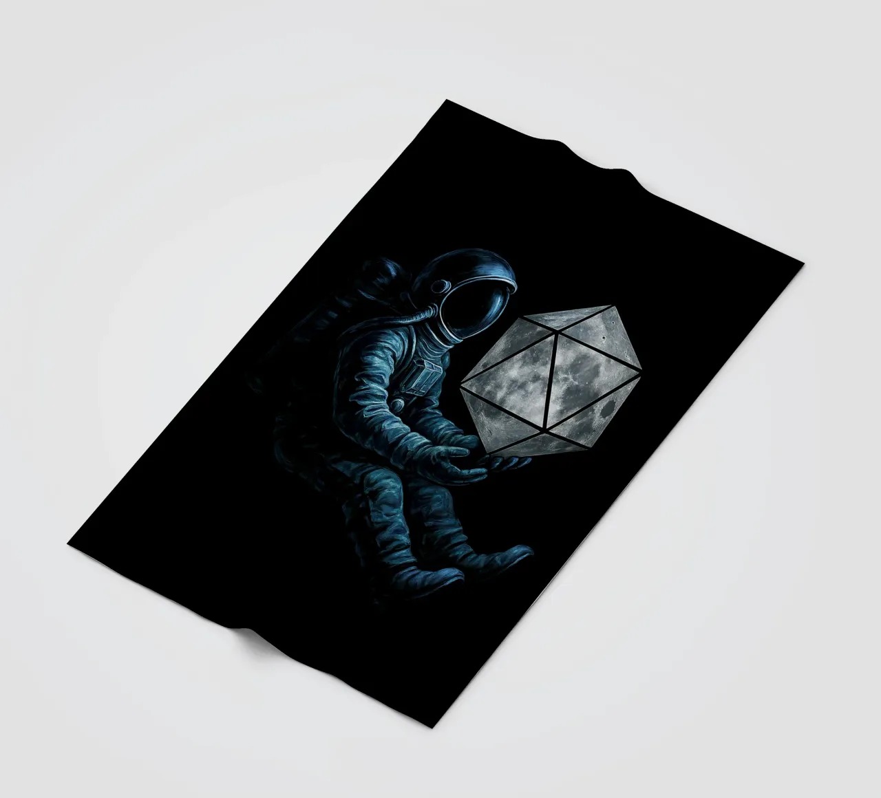 Lunar Roll: Astronaut with Moon Dice fleece blanket by BadrBrand