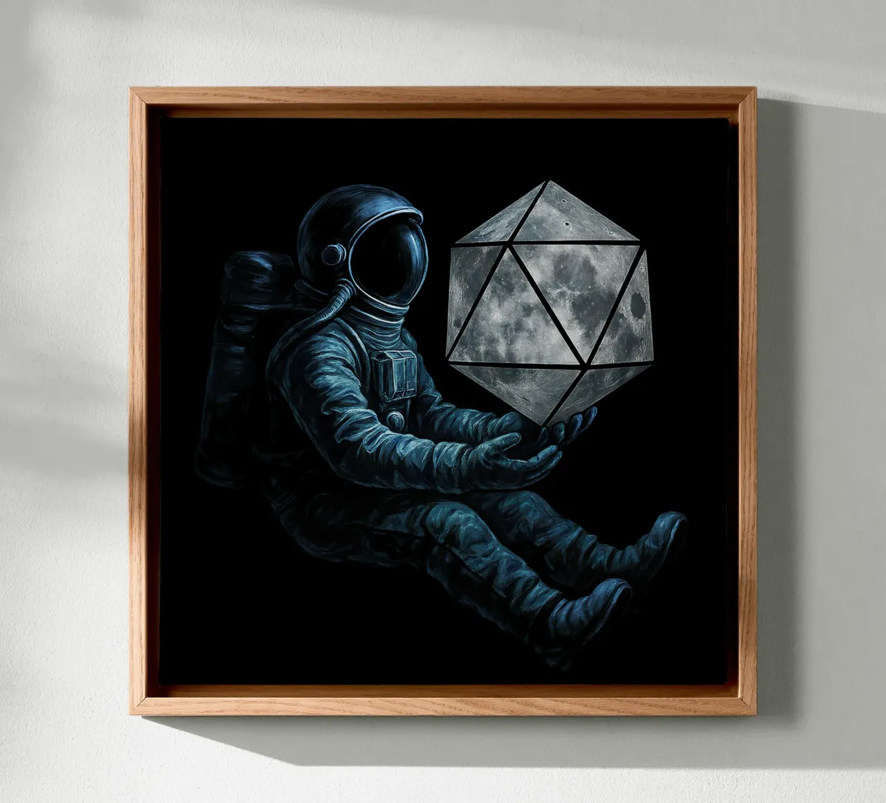 Lunar Roll: Astronaut with Moon Dice canvas by BadrBrand