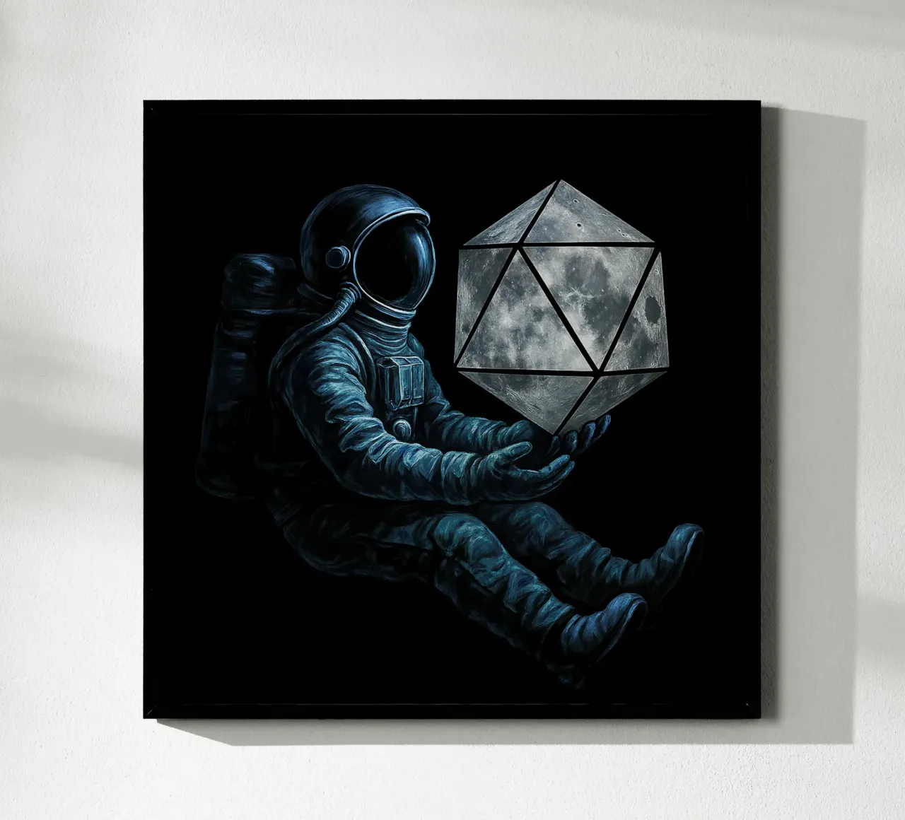 Lunar Roll: Astronaut with Moon Dice poster con telaio in plastica da BadrBrand
