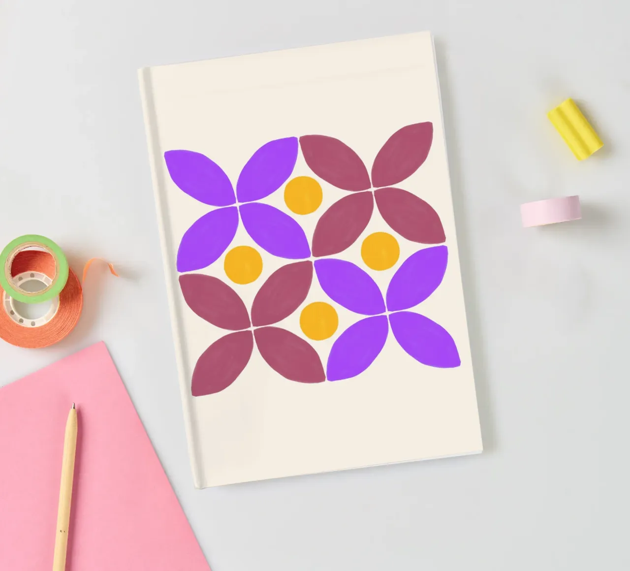 Retro flower pattern - Geometric flower art notebook by Casa Calm