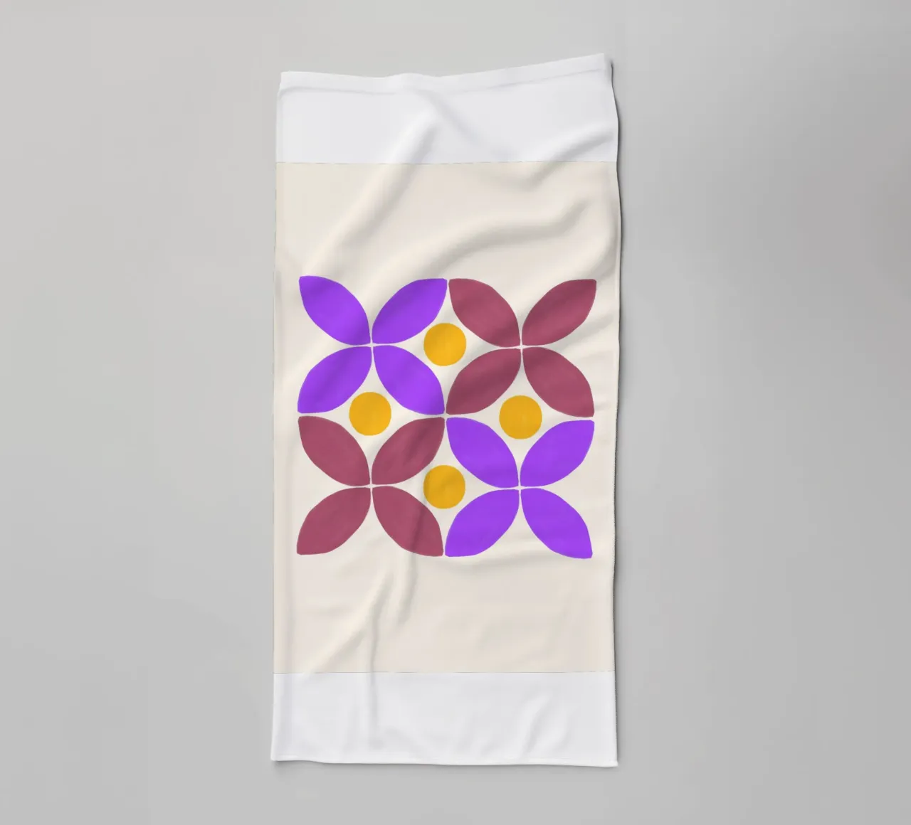 Retro flower pattern - Geometric flower art towel by Casa Calm