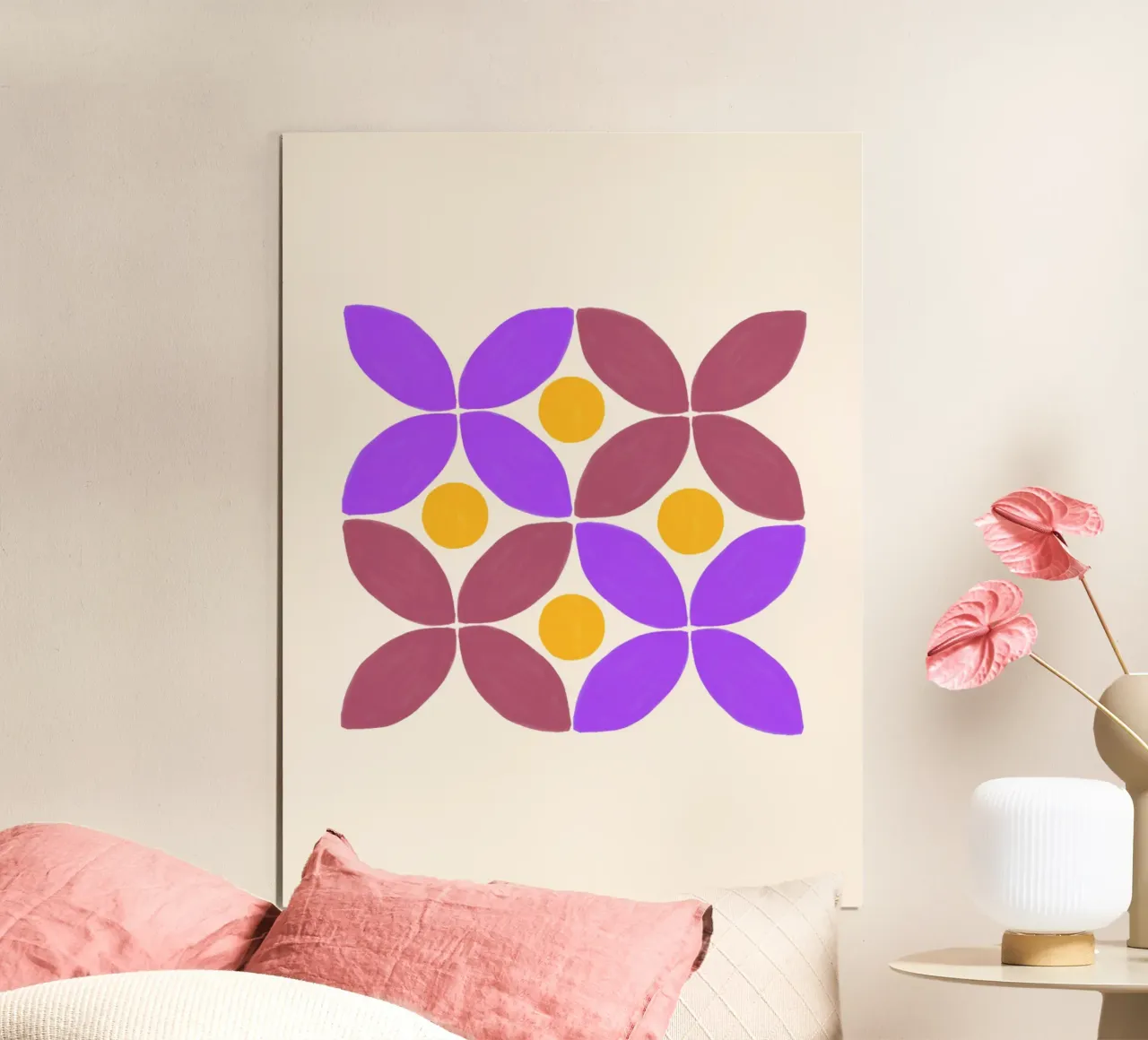 Retro flower pattern - Geometric flower art hahnemühle by Casa Calm