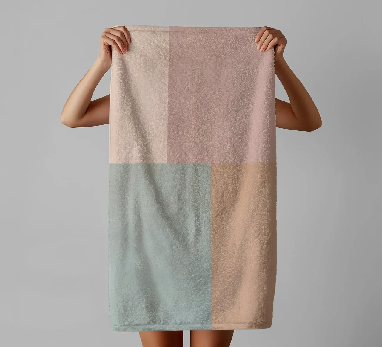 Four Color Solid Textured Blocks in Pastel Shades towel by DesignDoodle
