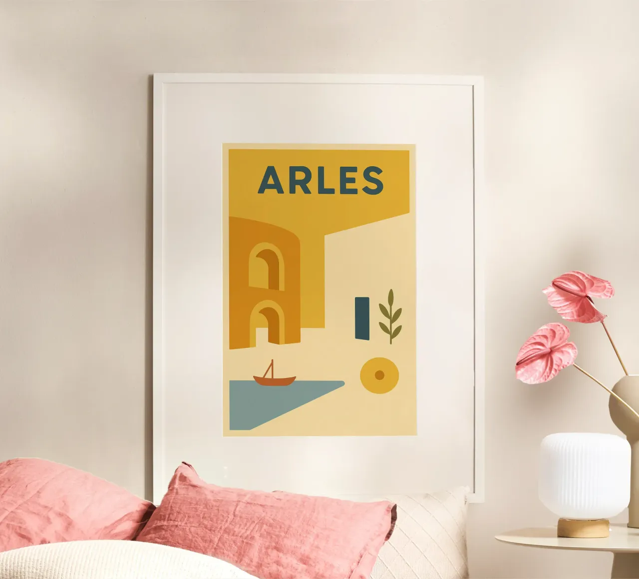 Arles - Sole, pietra e patrimonio poster con telaio in legno da JETLAG | affiches voyage