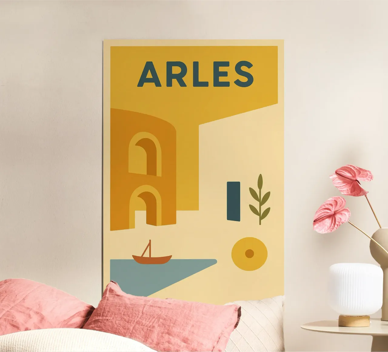 Arles - Sole, pietra e patrimonio poster con telaio in legno da JETLAG | affiches voyage