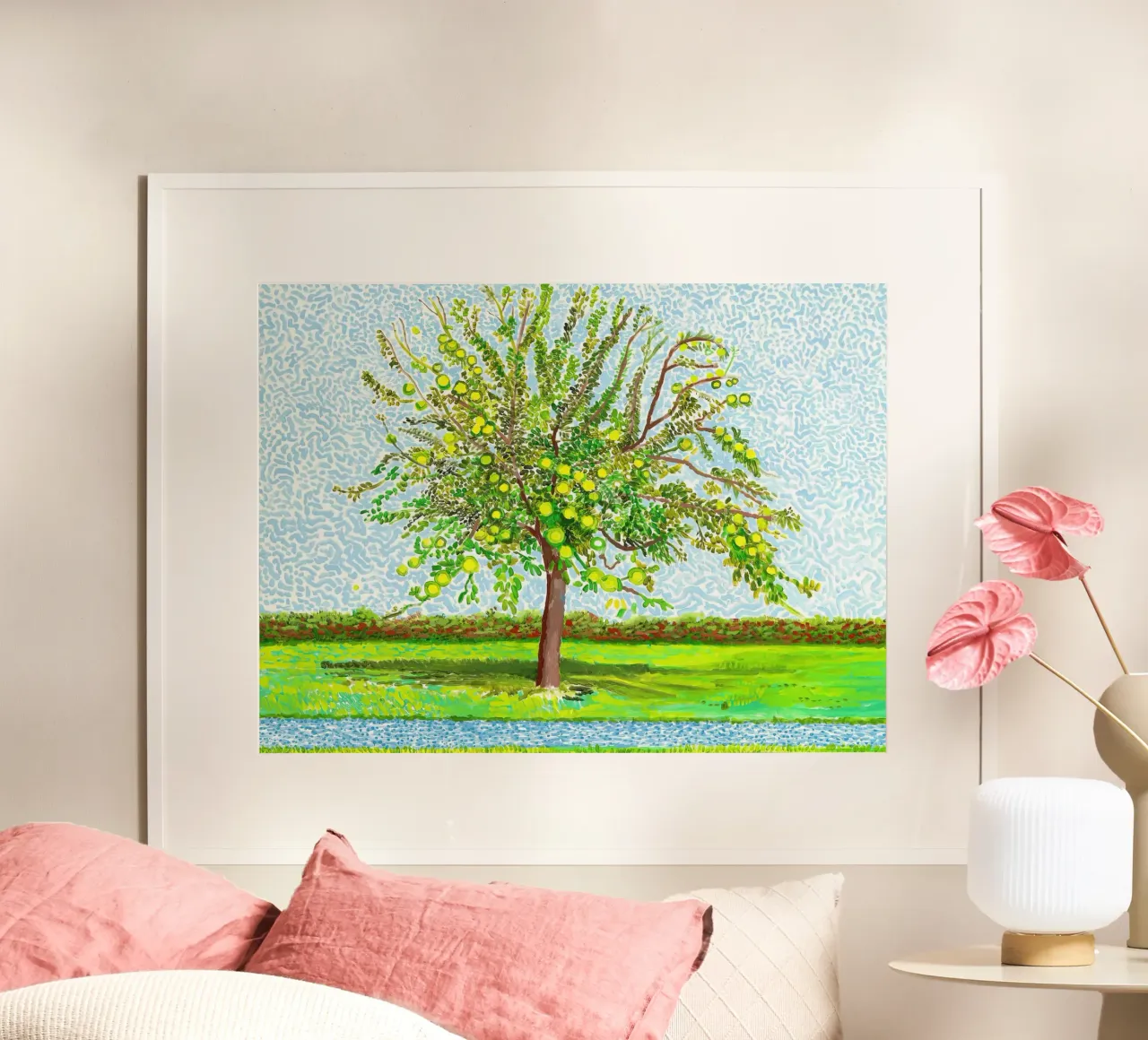 'Albero di mele' (2019) poster con telaio in alluminio da Glen Stephens