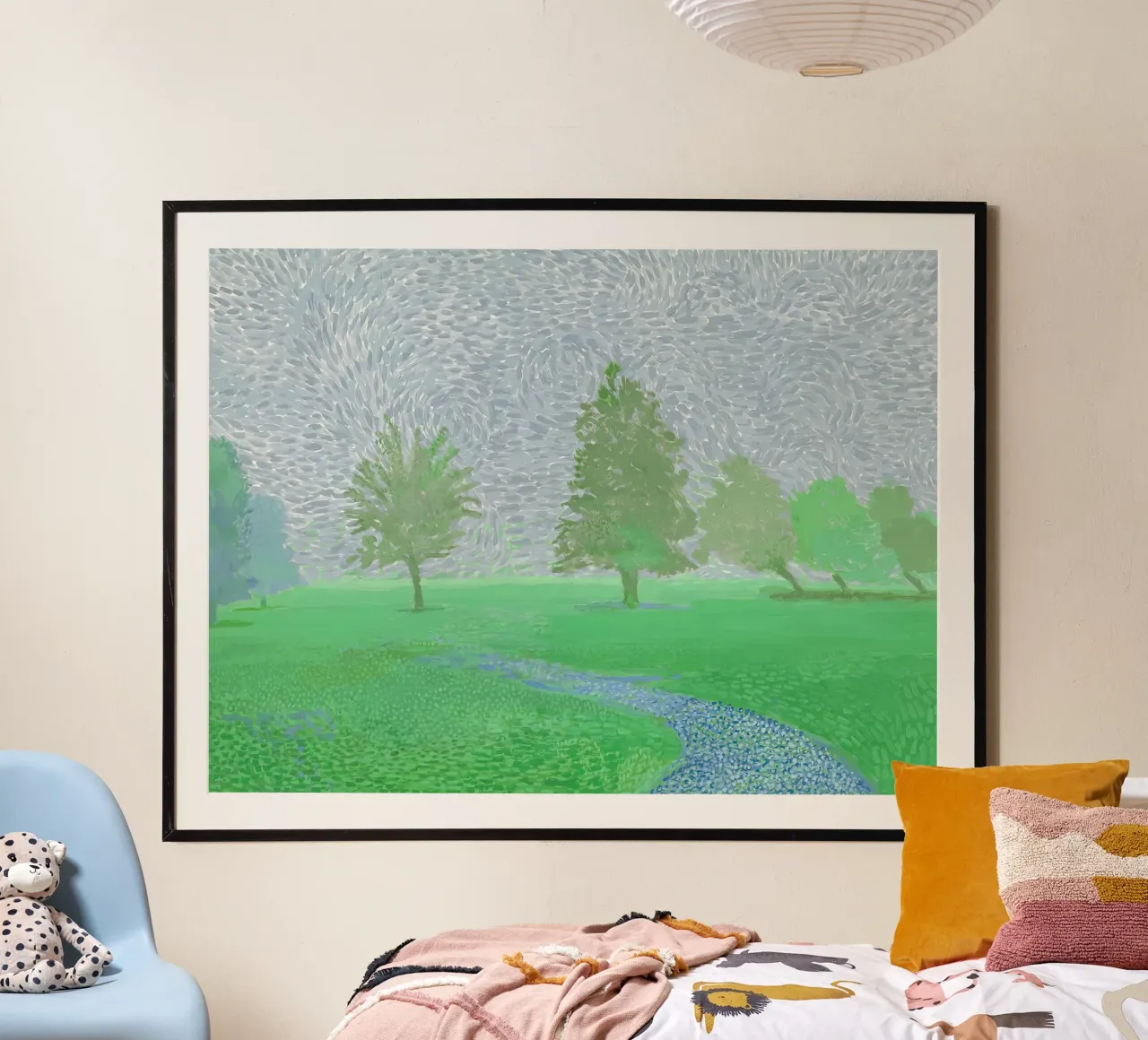 Trees Mist" (2019) poster con telaio in alluminio da Glen Stephens