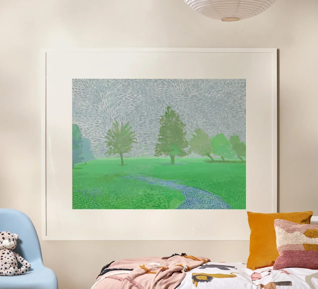 Trees Mist" (2019) poster con telaio in alluminio da Glen Stephens