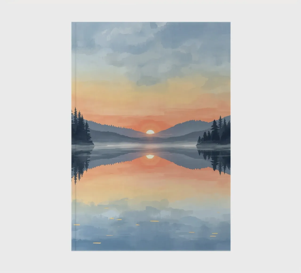 Lake Reflection with Sunset Mountains and Trees notebook by DesignDoodle